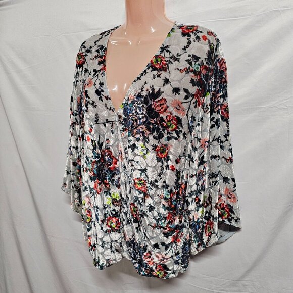 Anthropologie Maeve Umi Burnout Wrap Top Blouse Women Size L Floral - Picture 9 of 16